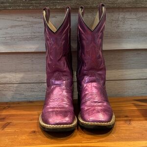 Old West Kids Boots in Shiny Purple
